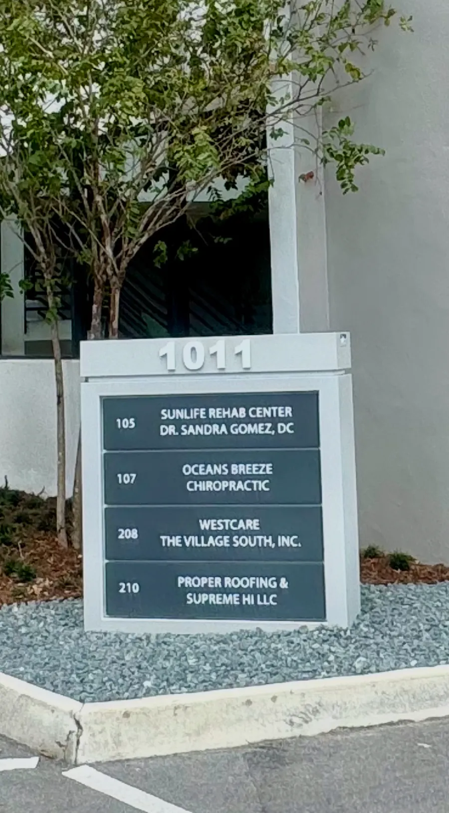 Suite directory sign at building 1011